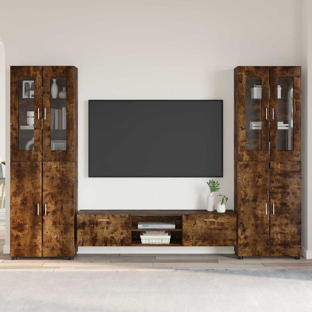 TV-Schrankset | 2 Hochränke / Highboard | Lowboard | Vitrinenschrank | 3-tlg Set