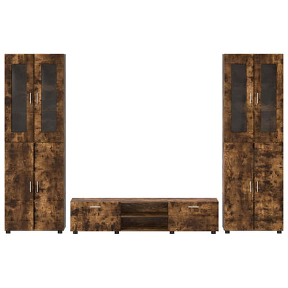 TV-Schrankset | 2 Hochränke / Highboard | Lowboard | Vitrinenschrank | 3-tlg Set