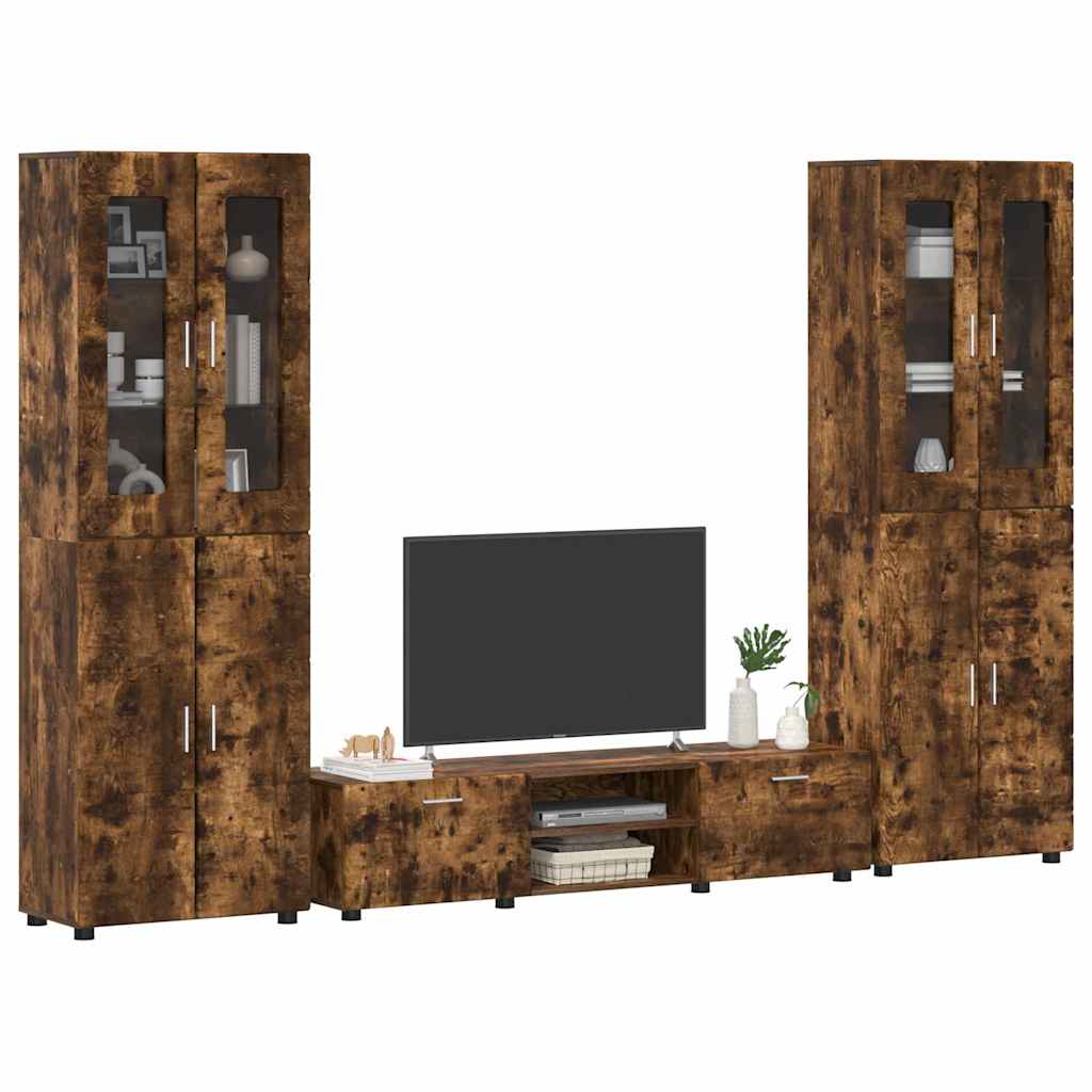 TV-Schrankset | 2 Hochränke / Highboard | Lowboard | Vitrinenschrank | 3-tlg Set
