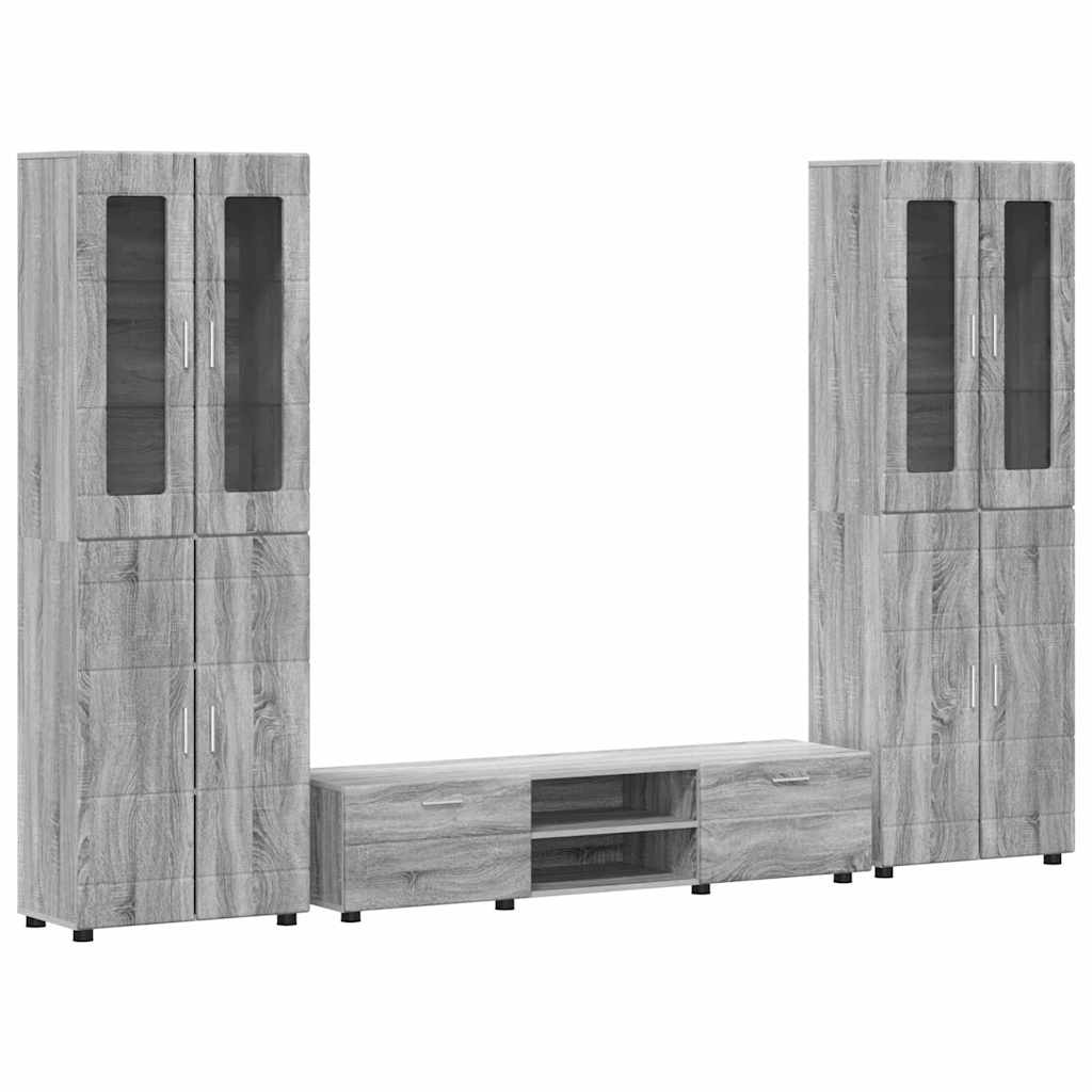 TV-Schrankset | 2 Hochränke / Highboard | Lowboard | Vitrinenschrank | 3-tlg Set