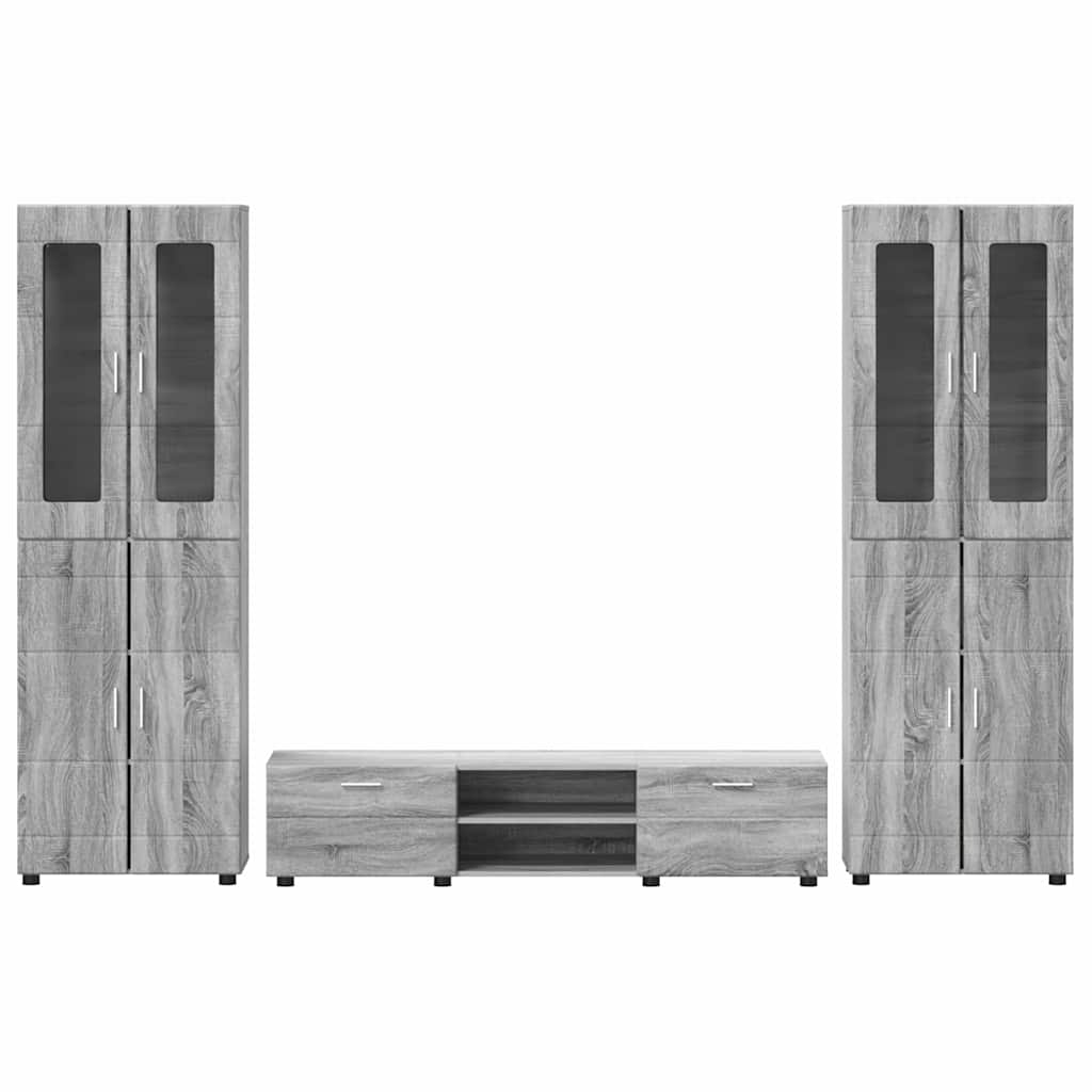 TV-Schrankset | 2 Hochränke / Highboard | Lowboard | Vitrinenschrank | 3-tlg Set