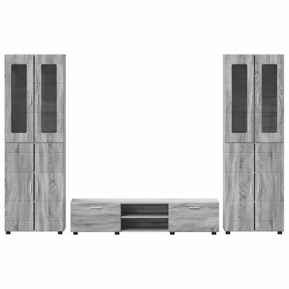TV-Schrankset | 2 Hochränke / Highboard | Lowboard | Vitrinenschrank | 3-tlg Set