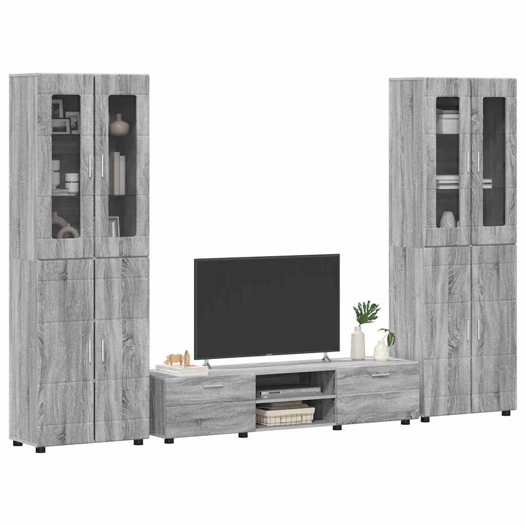 TV-Schrankset | 2 Hochränke / Highboard | Lowboard | Vitrinenschrank | 3-tlg Set