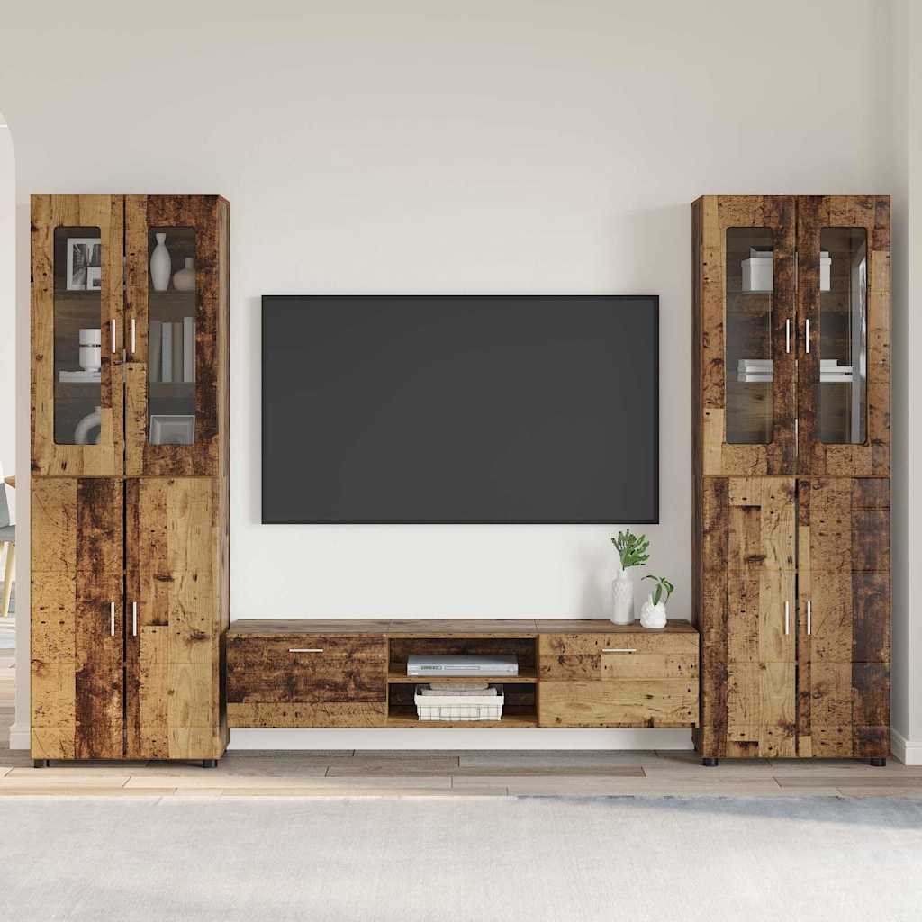 TV-Schrankset | 2 Hochränke / Highboard | Lowboard | Vitrinenschrank | 3-tlg Set
