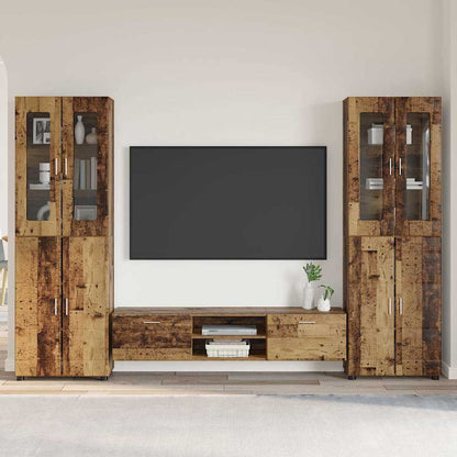 TV-Schrankset | 2 Hochränke / Highboard | Lowboard | Vitrinenschrank | 3-tlg Set
