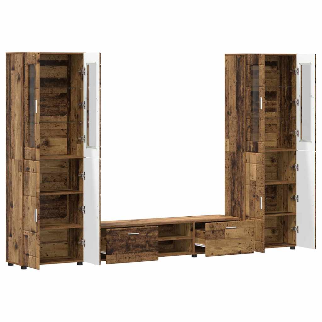 TV-Schrankset | 2 Hochränke / Highboard | Lowboard | Vitrinenschrank | 3-tlg Set
