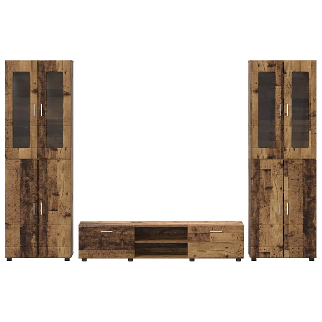 TV-Schrankset | 2 Hochränke / Highboard | Lowboard | Vitrinenschrank | 3-tlg Set
