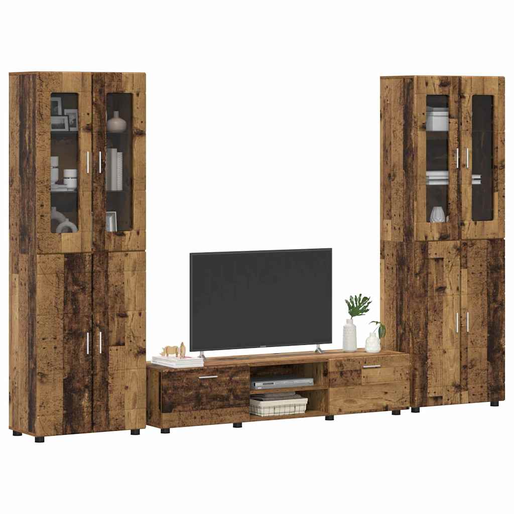 TV-Schrankset | 2 Hochränke / Highboard | Lowboard | Vitrinenschrank | 3-tlg Set