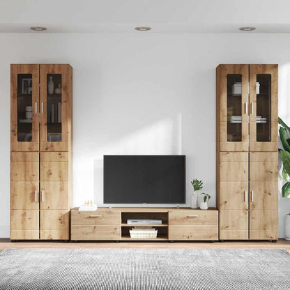 TV-Schrankset | 2 Hochränke / Highboard | Lowboard | Vitrinenschrank | 3-tlg Set