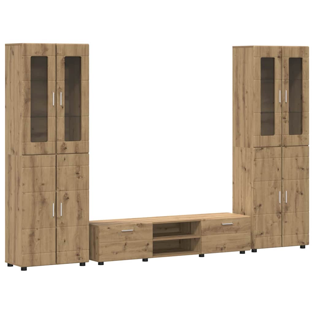 TV-Schrankset | 2 Hochränke / Highboard | Lowboard | Vitrinenschrank | 3-tlg Set
