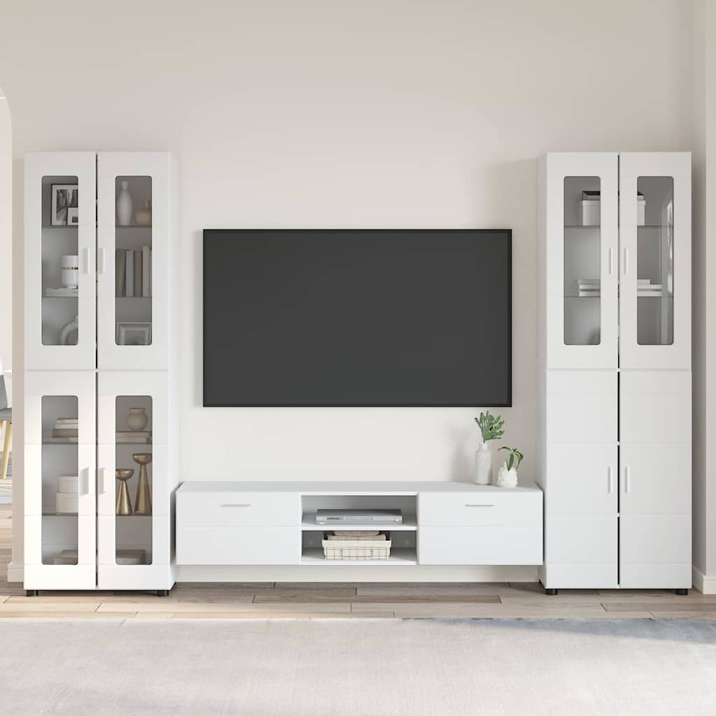 TV-Schrankset | 2 Hochränke / Highboard | Lowboard | Vitrinenschrank | 3-tlg Set