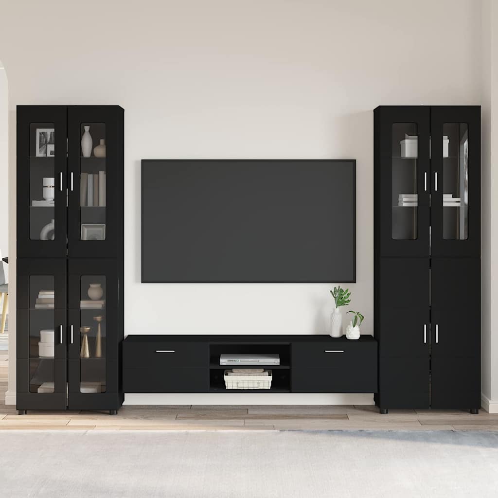 TV-Schrankset | 2 Hochränke / Highboard | Lowboard | Vitrinenschrank | 3-tlg Set