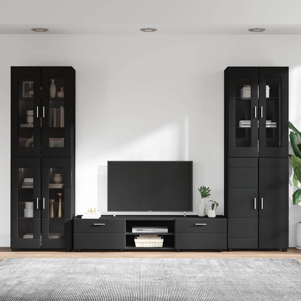 TV-Schrankset | 2 Hochränke / Highboard | Lowboard | Vitrinenschrank | 3-tlg Set