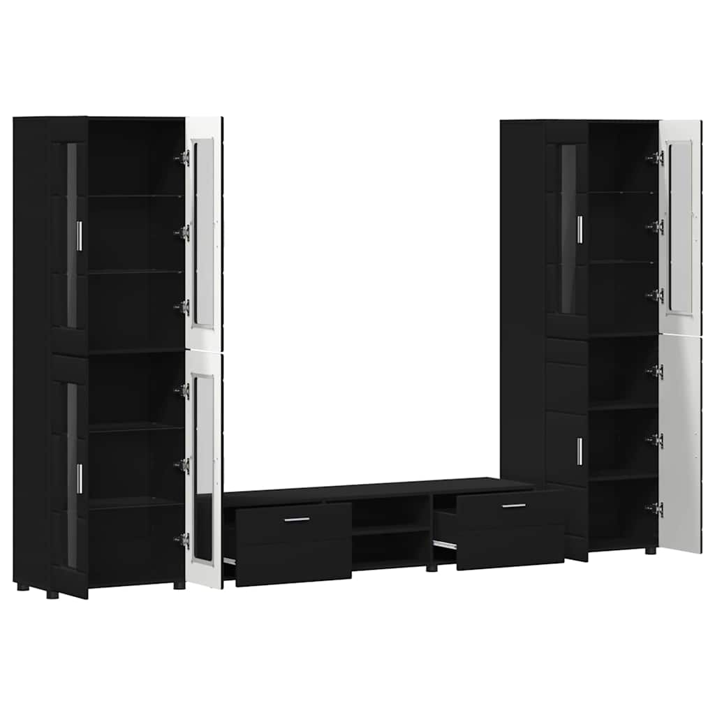 TV-Schrankset | 2 Hochränke / Highboard | Lowboard | Vitrinenschrank | 3-tlg Set
