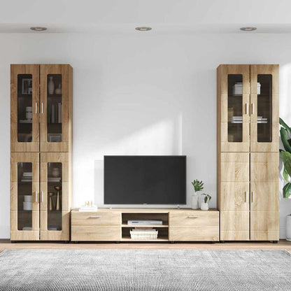 TV-Schrankset | 2 Hochränke / Highboard | Lowboard | Vitrinenschrank | 3-tlg Set