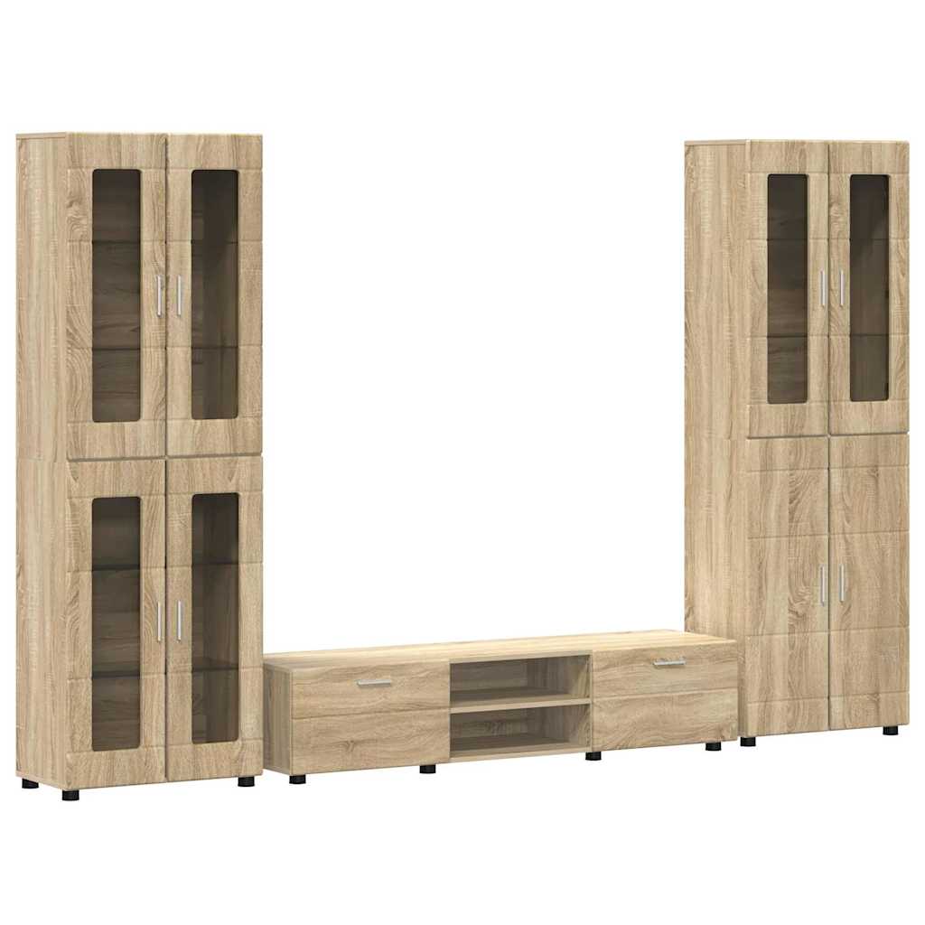 TV-Schrankset | 2 Hochränke / Highboard | Lowboard | Vitrinenschrank | 3-tlg Set