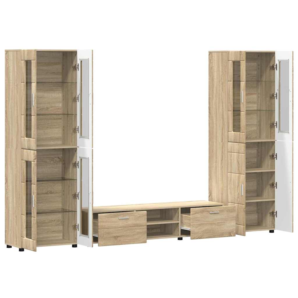 TV-Schrankset | 2 Hochränke / Highboard | Lowboard | Vitrinenschrank | 3-tlg Set
