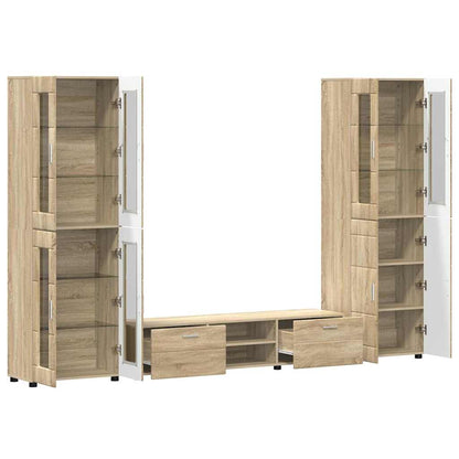 TV-Schrankset | 2 Hochränke / Highboard | Lowboard | Vitrinenschrank | 3-tlg Set
