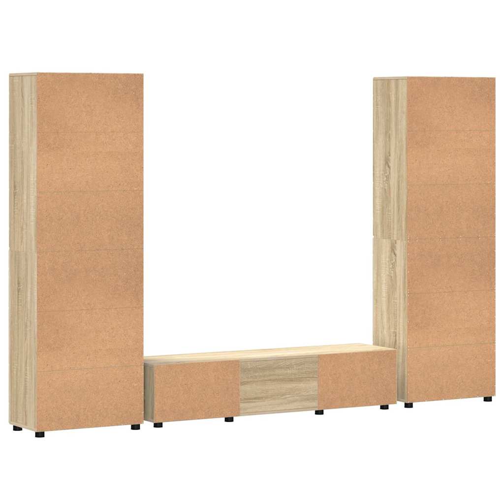 TV-Schrankset | 2 Hochränke / Highboard | Lowboard | Vitrinenschrank | 3-tlg Set