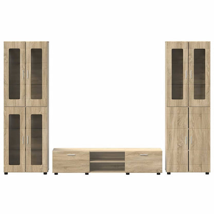 TV-Schrankset | 2 Hochränke / Highboard | Lowboard | Vitrinenschrank | 3-tlg Set