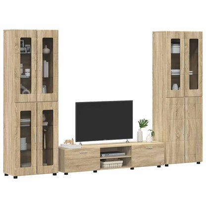 TV-Schrankset | 2 Hochränke / Highboard | Lowboard | Vitrinenschrank | 3-tlg Set