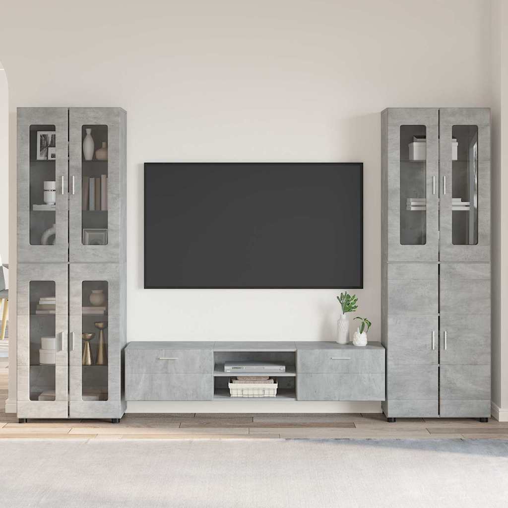 TV-Schrankset | 2 Hochränke / Highboard | Lowboard | Vitrinenschrank | 3-tlg Set