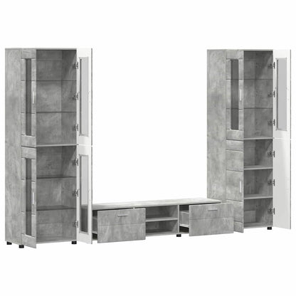 TV-Schrankset | 2 Hochränke / Highboard | Lowboard | Vitrinenschrank | 3-tlg Set