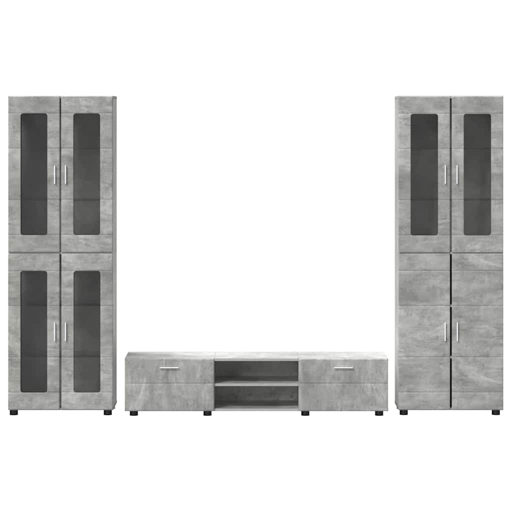 TV-Schrankset | 2 Hochränke / Highboard | Lowboard | Vitrinenschrank | 3-tlg Set