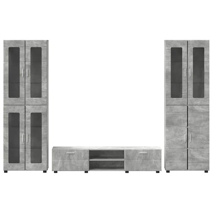 TV-Schrankset | 2 Hochränke / Highboard | Lowboard | Vitrinenschrank | 3-tlg Set
