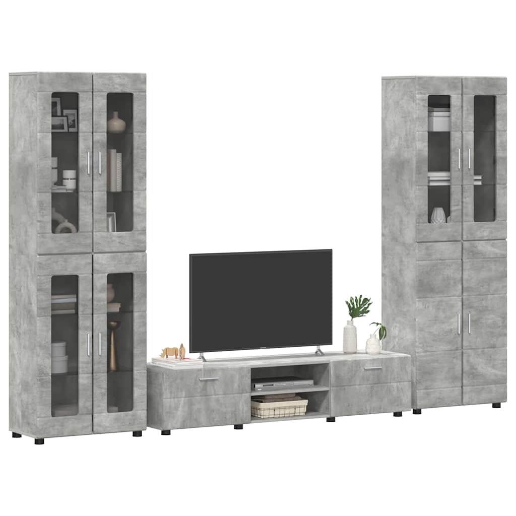 TV-Schrankset | 2 Hochränke / Highboard | Lowboard | Vitrinenschrank | 3-tlg Set