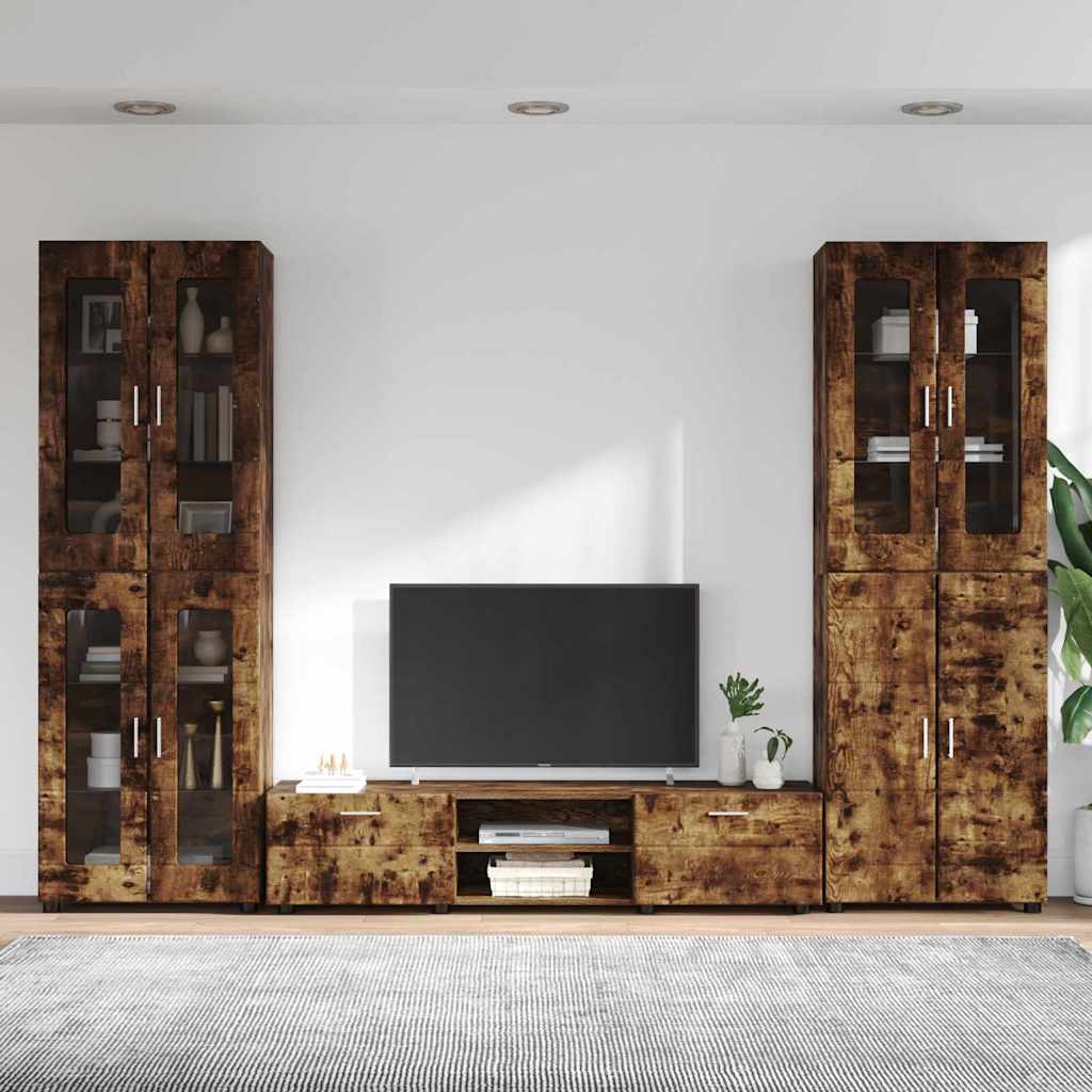 TV-Schrankset | 2 Hochränke / Highboard | Lowboard | Vitrinenschrank | 3-tlg Set
