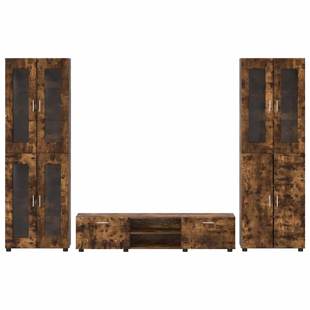 TV-Schrankset | 2 Hochränke / Highboard | Lowboard | Vitrinenschrank | 3-tlg Set