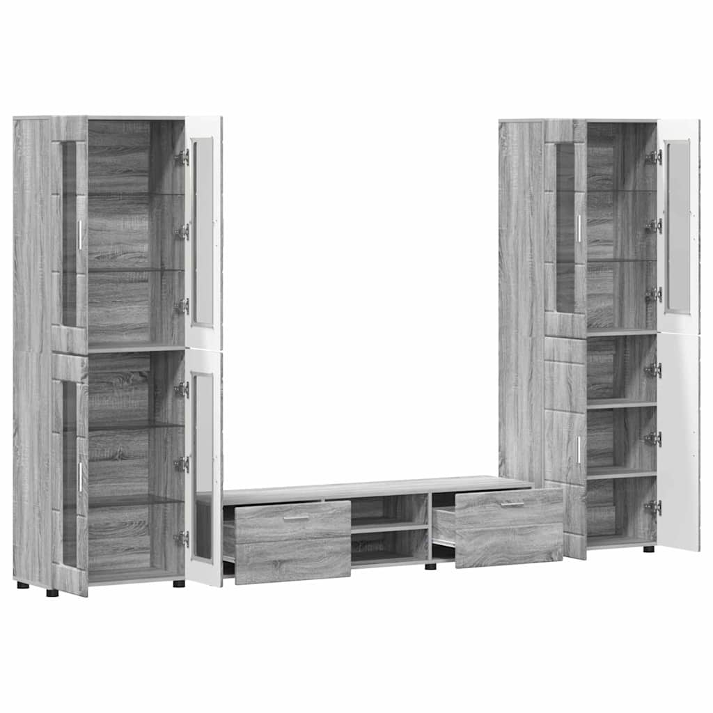 TV-Schrankset | 2 Hochränke / Highboard | Lowboard | Vitrinenschrank | 3-tlg Set