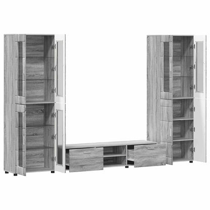 TV-Schrankset | 2 Hochränke / Highboard | Lowboard | Vitrinenschrank | 3-tlg Set