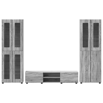 TV-Schrankset | 2 Hochränke / Highboard | Lowboard | Vitrinenschrank | 3-tlg Set