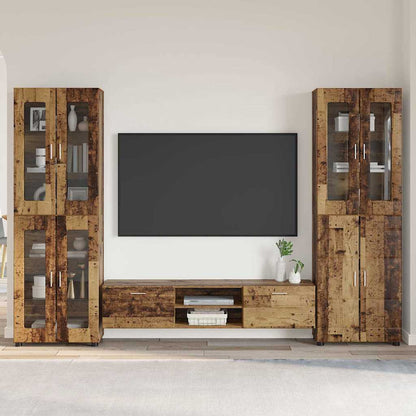TV-Schrankset | 2 Hochränke / Highboard | Lowboard | Vitrinenschrank | 3-tlg Set