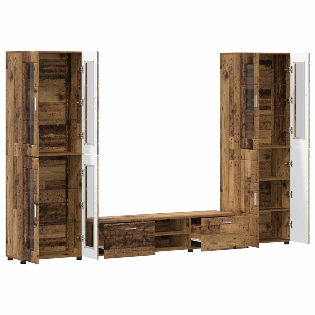 TV-Schrankset | 2 Hochränke / Highboard | Lowboard | Vitrinenschrank | 3-tlg Set