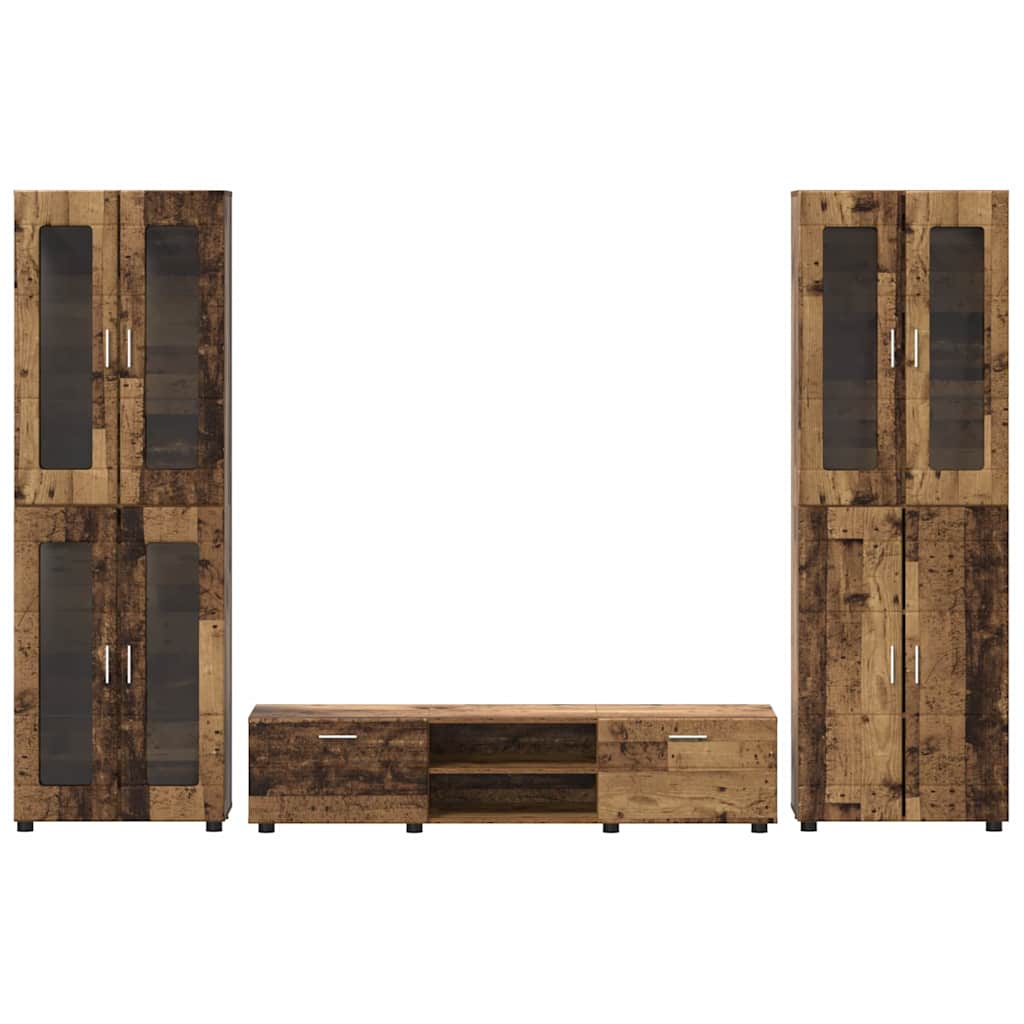 TV-Schrankset | 2 Hochränke / Highboard | Lowboard | Vitrinenschrank | 3-tlg Set