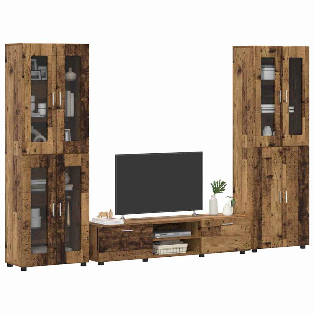TV-Schrankset | 2 Hochränke / Highboard | Lowboard | Vitrinenschrank | 3-tlg Set
