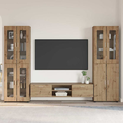 TV-Schrankset | 2 Hochränke / Highboard | Lowboard | Vitrinenschrank | 3-tlg Set