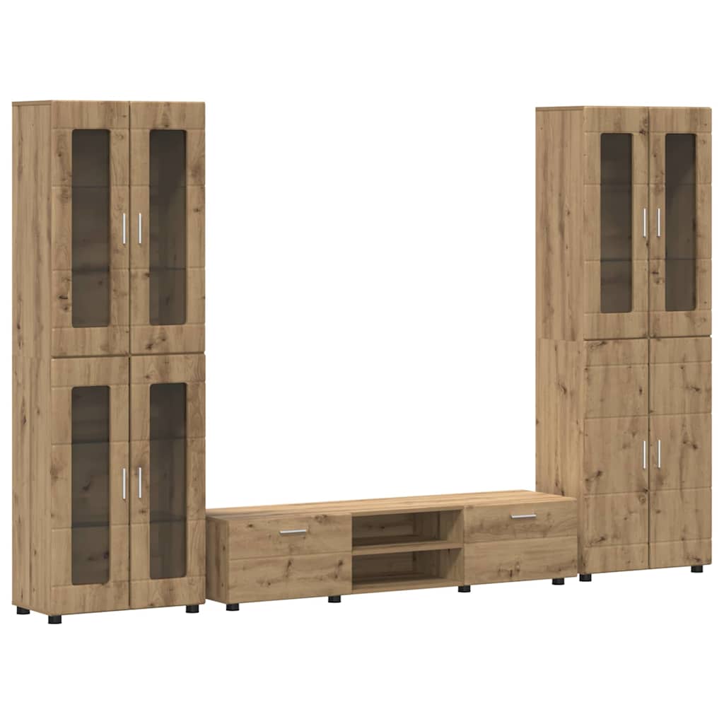 TV-Schrankset | 2 Hochränke / Highboard | Lowboard | Vitrinenschrank | 3-tlg Set