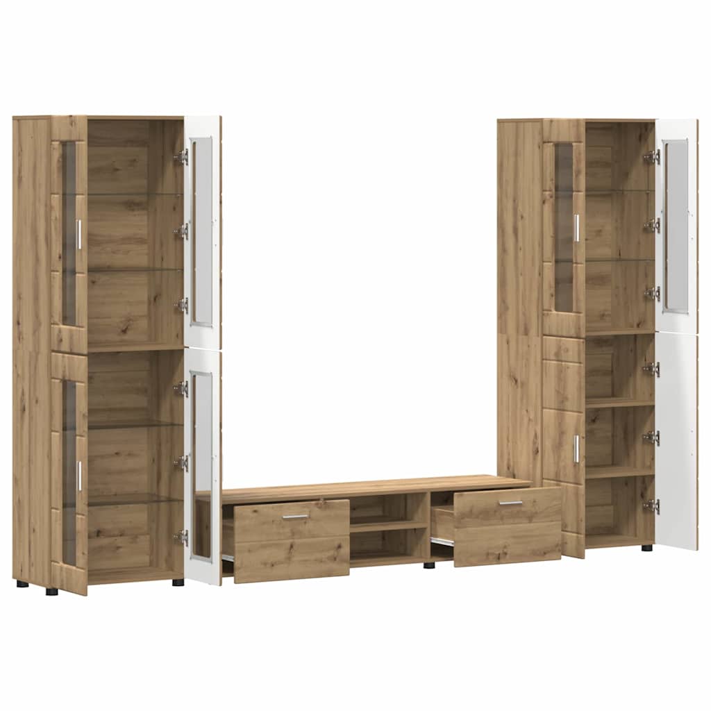 TV-Schrankset | 2 Hochränke / Highboard | Lowboard | Vitrinenschrank | 3-tlg Set