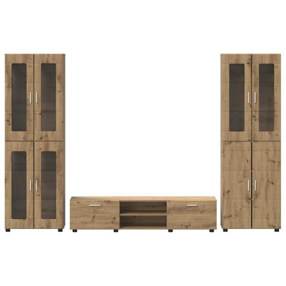 TV-Schrankset | 2 Hochränke / Highboard | Lowboard | Vitrinenschrank | 3-tlg Set