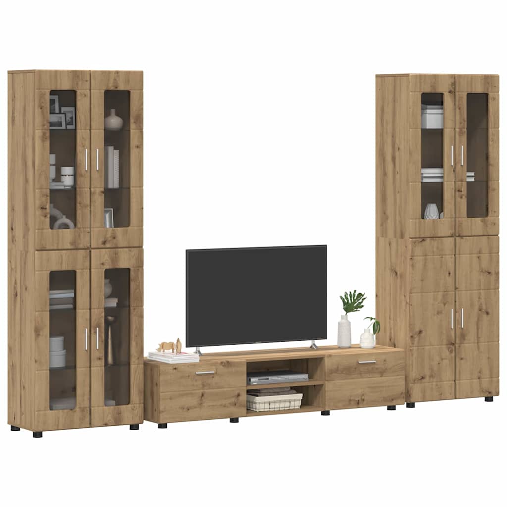 TV-Schrankset | 2 Hochränke / Highboard | Lowboard | Vitrinenschrank | 3-tlg Set