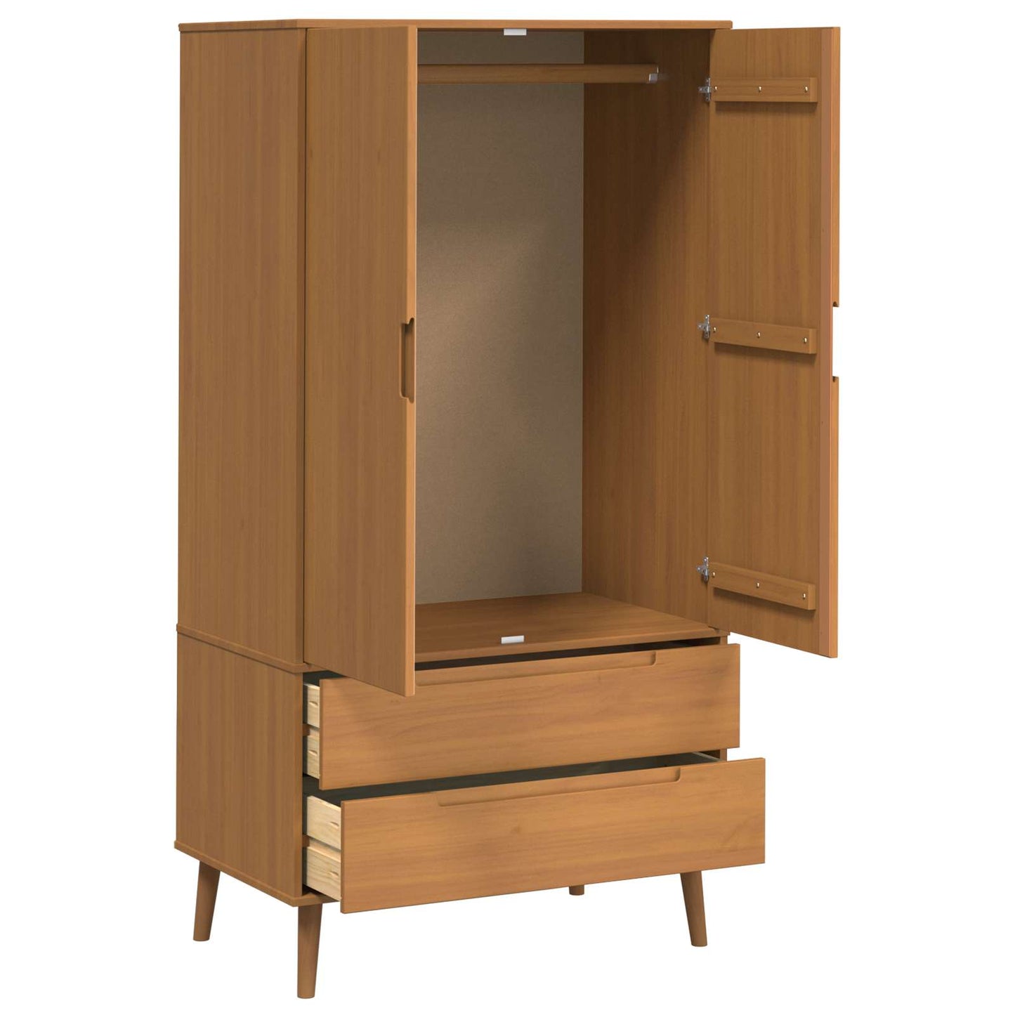 Kleiderschrank MOLDE Grau 90x55x175 cm Massivholz Kiefer