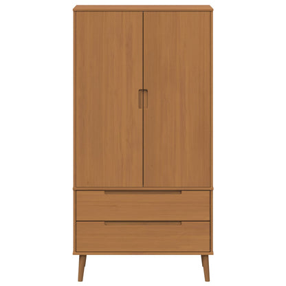 Kleiderschrank MOLDE Grau 90x55x175 cm Massivholz Kiefer