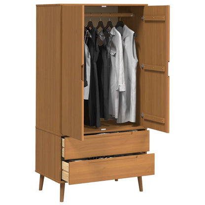 Kleiderschrank MOLDE Grau 90x55x175 cm Massivholz Kiefer