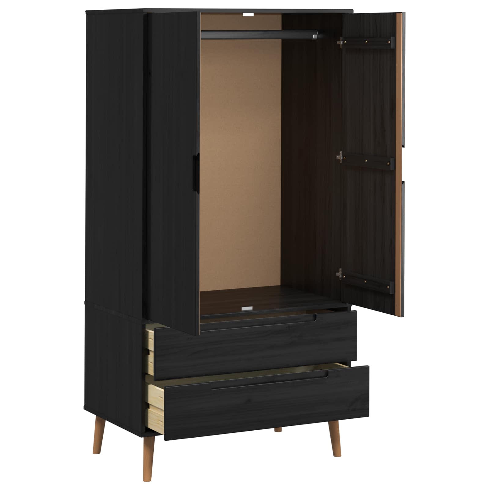 Kleiderschrank MOLDE Grau 90x55x175 cm Massivholz Kiefer