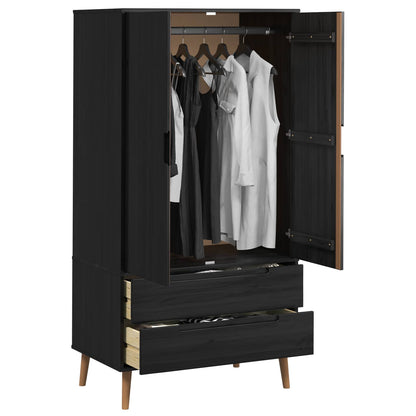 Kleiderschrank MOLDE Grau 90x55x175 cm Massivholz Kiefer