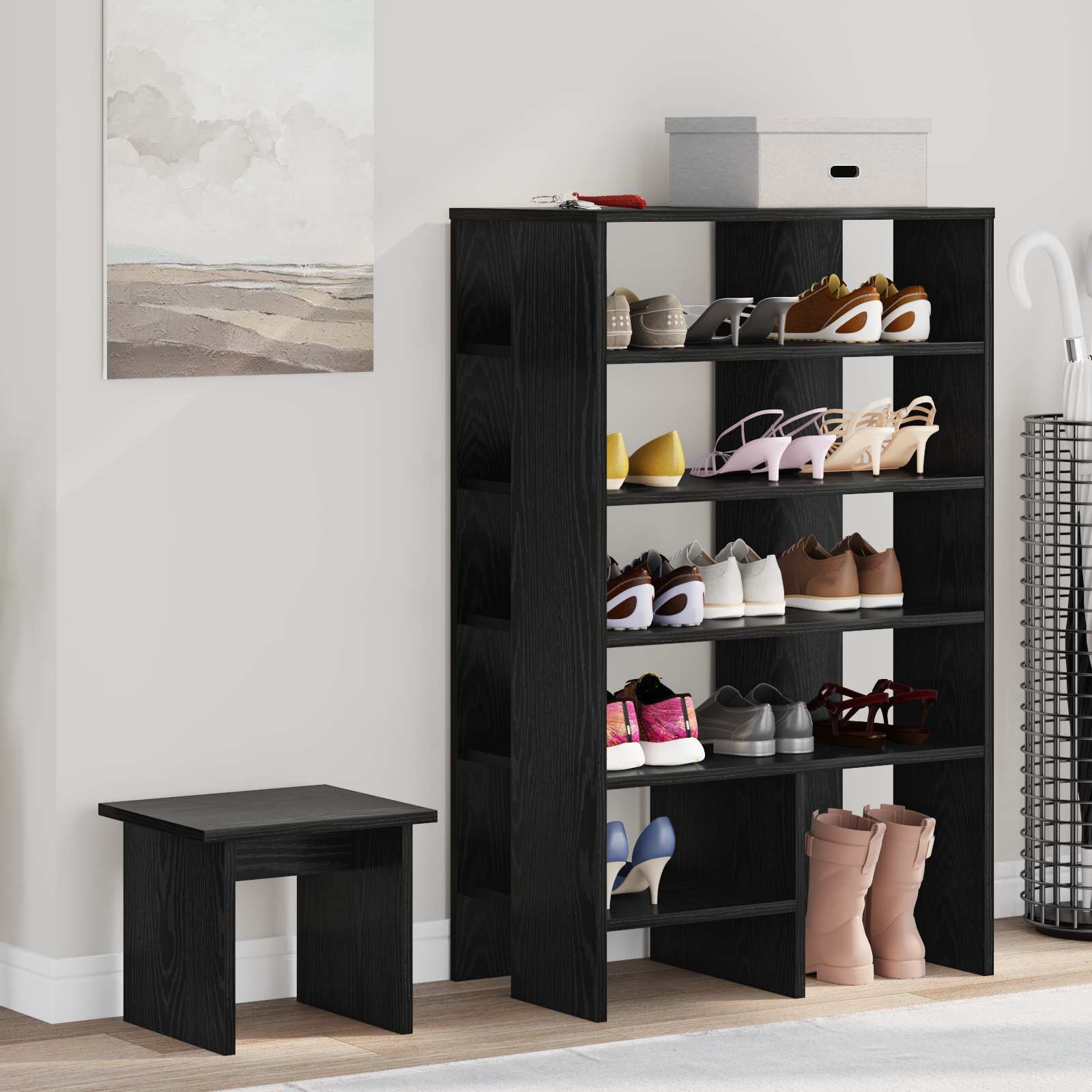 Schuhschrank mit Regal mit Speicher 2 pcs Weiß Holzwerkstoff